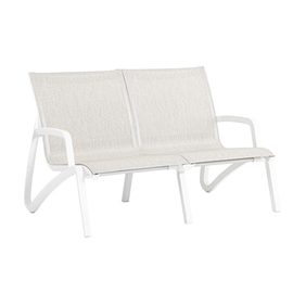 Lounge-Sofa | 2-Sitzer SUNSET mit Armlehnen • weiß | beige | 1370 mm x 830 mm H 840 mm | Sitzhöhe 380 mm Produktbild
