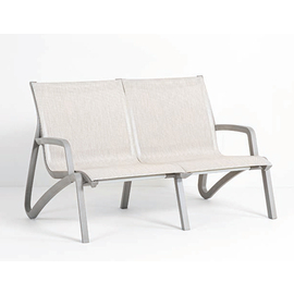 Lounge-Sofa | 2-Sitzer SUNSET mit Armlehnen • silber | beige | Sitzhöhe 380 mm Produktbild