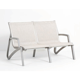 Lounge-Sofa | 2-Sitzer SUNSET mit Armlehnen • silber | beige | Sitzhöhe 380 mm Produktbild