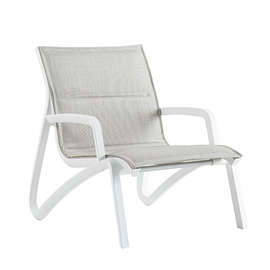 Lounge-Sessel SUNSET CONFORT mit Armlehnen • weiß | beige | 610 mm x 830 mm H 890 mm | Sitzhöhe 380 mm Produktbild
