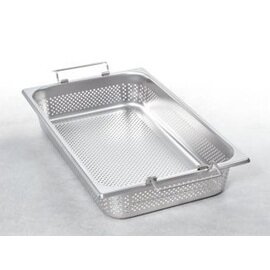 Gastronormbehälter GN 1/1  x 140 mm Edelstahl gelocht | Klappgriffe Produktbild