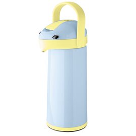 Pumpisolierkanne AIRPOT 1,9 ltr blau gelb glänzend Vakuum-Hartglas Druckverschluss  H 370 mm Produktbild