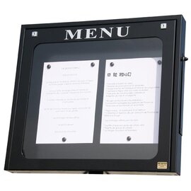 Menükartenhalter LUBERON Wandmontage schwarz mit Beleuchtung 2 Seiten (A4)  H 530 mm Produktbild