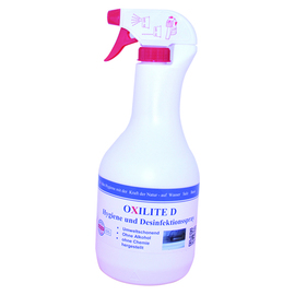 Desinfektionsmittel Oxilite flüssig | passend für Getränkeleitungen | Zapfhähne | Flächen | 1 Liter Sprühflasche Produktbild