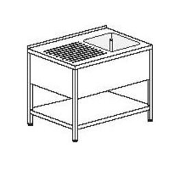 Gewerbe-Spültisch EST- 102 mit Abtropffläche links 1 Becken | 500 x 500 x 250 mm mit Grundboden L 1600 mm B 700 mm Produktbild