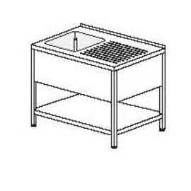 Gewerbe-Spültisch mit Abtropffläche rechts 1 Becken | 500 x 500 x 250 mm mit Grundboden L 1550 mm B 700 mm Produktbild