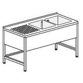 Gewerbe-Spültisch mit Abtropffläche links 2 Becken | 600 x 500 x 300 mm L 2000 mm B 700 mm Produktbild