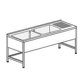 Spültisch mit Abtropffläche rechts 2 Becken | 860 x 500 x 350 mm L 2500 mm B 700 mm Produktbild