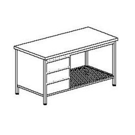 Arbeitstisch Aufkantung 40 mm hinten 3-er Schubladenblock 1 Rostboden 1000 mm 800 mm Höhe 850 mm Produktbild