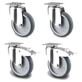 4 Rollen mit Edelstahlgelenk, davon 2 mit Bremse, Ø 125 mm Produktbild