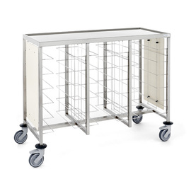 Tablettwagen für 18 Tabletts | Abstellfläche oben | Seitenverkleidung | Rollenausführung Polyamid Produktbild