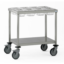 Gewürzwagen Edelstahl 720 mm  x 410 mm  H 750 mm  | 8 Behälter GN 1/6 - 100 mm | Deckel Produktbild