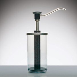 Dosierspender schwarz transparent 1,5 ltr  | Bedienung per Druckknopf  Ø 112 mm  H 210 mm  H 345 mm Produktbild