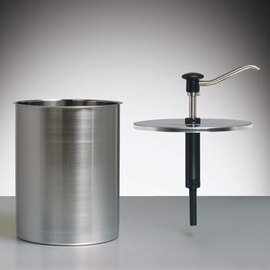 Dosierspender mit Druckknopfbedienung, mit zylindrischem Behälter aus Edelstahl, 8 ltr., Ø 215 x H 270 mm Produktbild