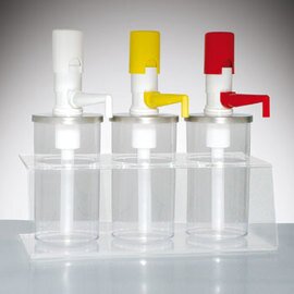 Dressingbar glasklar 3 x 0,95 ltr  | Bedienung per Druckknopf  L 390 mm  H 270 mm Produktbild