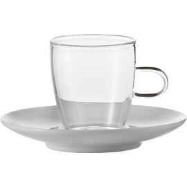 Obertasse COFFEE mit Henkel 100 ml Glas Porzellan klar transparent mit Untertasse  H 68 mm Produktbild