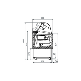 Eisvitrine BRIO 6 | passend für 6 Eisschalen | 1184 mm x 666 mm H 1225 mm Produktbild 1 S