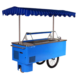 Eiswerbefahrrad AMORE | mit Edelstahl-Arbeitsplatte | mit Markise | 2250 mm x 1200 mm H 2100 mm Produktbild