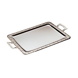 Tablett SCHÖNER ESSEN Edelstahl Reliefrand  L 600 mm mit Griffen  B 360 mm Produktbild