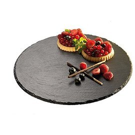 Tortenplatte | Servierplatte Naturschiefer 4 - 7 mm schwarz kühlbar Ø 320 mm  H 25 mm Produktbild