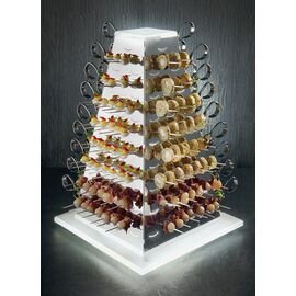 Beleuchtete Büffet-Pyramide Set "Large", 108 Schlitze für Löffel und 168 Löcher für Spieße, mit Netzbetrieb Produktbild