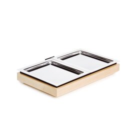 Kühlplatte Gastronorm Set 3 Basis | 2 Tabletts | 1 Akku Edelstahl Holz ahornfarben  L 530 mm  B 325 mm  H 85 mm Produktbild