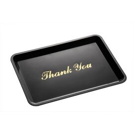 Rechnungstablett ABS schwarz Schriftzug "Thank you" rechteckig | 165 mm  x 115 mm Produktbild