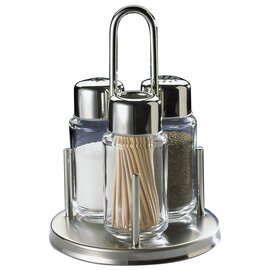 Menage CLASSIC • Salz | Pfeffer | Zahnstocher Glas Edelstahl H 160 mm Produktbild