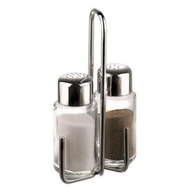 Menage PROFI • Salz | Pfeffer Glas Edelstahl Metall H 150 mm Produktbild
