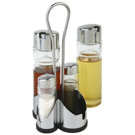Menage ECONOMIC • Essig | Öl | Salz | Pfeffer Glas Edelstahl H 220 mm Produktbild