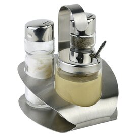 Menage PRO • Salz | Pfeffer | Senf Glas Edelstahl H 115 mm Produktbild