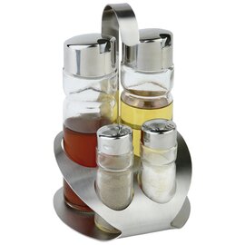 Menage PRO • Essig | Öl | Salz | Pfeffer Glas Edelstahl H 190 mm Produktbild