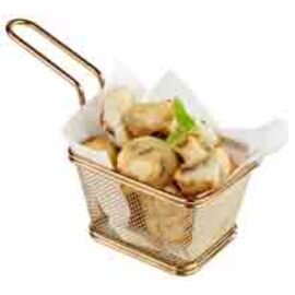 Servier-Frittierkorb SNACKHOLDER Edelstahl kupferfarben | 130 mm x 105 mm H 90 mm Produktbild