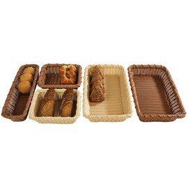 Buffet-Korb GN, Polypropylen-Rattankorb, stapelbar, spülmaschinenfest, Profi-Qualität, dicker stabiler Rand, 53 x 16,2 cm H 10 cm, hellbraun Produktbild