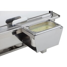 Löffelhalterung GN 1/9, inkl. Behälter, 100 mm tief, Edelstahl, zum Anhängen an Chafing Dish-Rahmen oder -Gestelle, für Besteck oder Saucen, Lieferung ohne Löffel, 11 x 18 x H 11 cm Produktbild 1 S