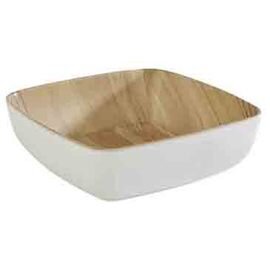 Schale FRIDA 850 ml Melamin weiß braun Holzoptik innen 165 mm  x 165 mm  H 55 mm Produktbild