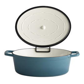 Bräter mit Deckel 5 STARS Gusseisen blau oval 5 ltr Produktbild 1 S