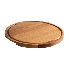 Servierbrett PIZZA Ø 340 mm | Eichenholz geölt mit Saftrille | 2 Griffmulden Produktbild