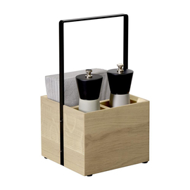 Table Caddy VALO | 3 Fächer | Eichenholz mit Metallgriff Produktbild 1 S