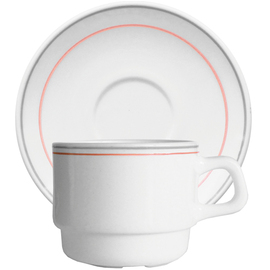 Kaffeetasse 190 ml mit Untertasse RESTAURANT VALERIE Hartglas schmaler Farbrand Produktbild