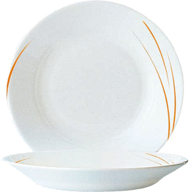 RESTPOSTEN | Teller tief TORONTO PASSION | Hartglas weiß orange | Strichdekor  Ø 220 mm Produktbild