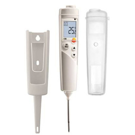 Einstech-Thermometer testo 106 Set mit Batterien | Schutzhülle | Halterung | Kalibrierprotokoll | -50°C bis +275°C | Einstechtiefe 55 mm Produktbild