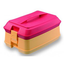 Individueller Essensträger rot gelb | 3 Abteile  | 355 mm  x 241 mm  H 479 mm Produktbild