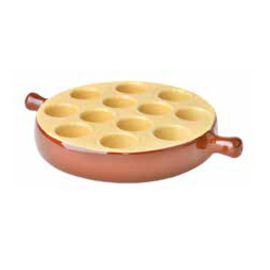 Schneckenpfanne Steingut | 2 Griffe | 12 Mulden Ø 180 mm H 32 mm Produktbild