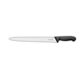 Wurstmesser gerade Klinge gezahnter Wellenschliff | schwarz | Klingenlänge 28 cm  L 42 cm Produktbild