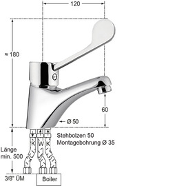 Waschtischbatterie juna | für drucklose Speicher | Hebel breit Produktbild 1 S