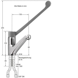 Waschtischbatterie | Standarmatur xena | langer Hebel Ausladung 130 mm Produktbild 1 S