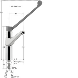 Waschtischbatterie | Standarmatur xena | langer Hebel auf Säule Ausladung 130 mm Produktbild 1 S