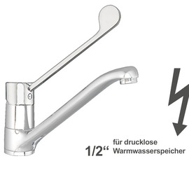 Spültischbatterie juna | für drucklose Speicher | langer Hebel | chromfarben Ausladung 230 mm Produktbild