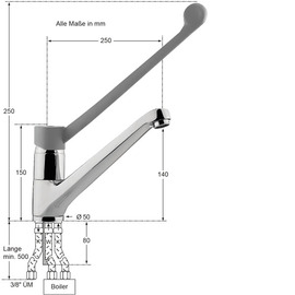 Spültischbatterie xena | für drucklose Speicher | langer Hebel Ausladung 250 mm Produktbild 1 S